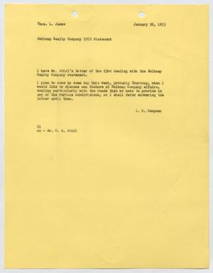 Primary view of object titled '[Letter from I. H. Kempner to Thomas L. James, January 26, 1953]'.