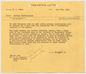[Letter from I. H. Kempner, Jr. to Thomas L. James, June 2, 1953]