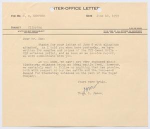 [Letter from Thomas L. James to D. W. Kempner, June 10, 1953]
