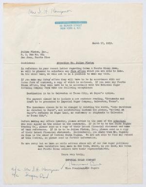 [Letter from Herman Lurie to Julian Platon, Inc., March 17, 1953]