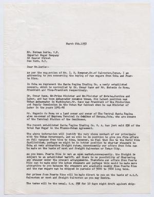 Primary view of object titled '[Letter from Julian Platon, Inc. to Herman Lurie, March 6, 1953]'.