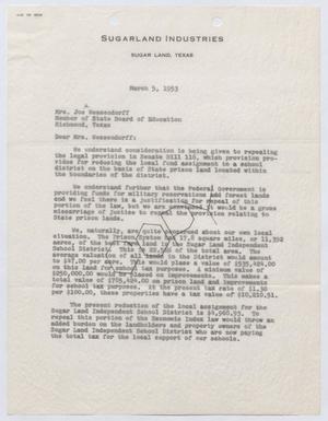 [Letter from Thomas L. James to Joe Wessendorff, March 5, 1953]