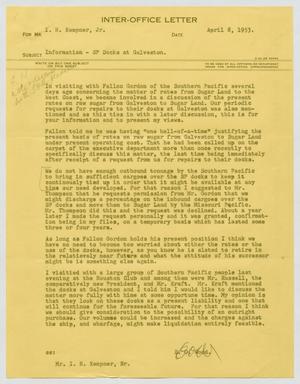 [Letter from E. O. Wood to I. H. Kempner, Jr., April 8, 1953]