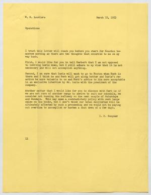 [Letter from I. H. Kempner to W. H. Louviere, March 18, 1953]