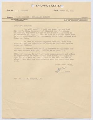 [Letter from Thomas L. James to I. H. Kempner, March 16, 1953]