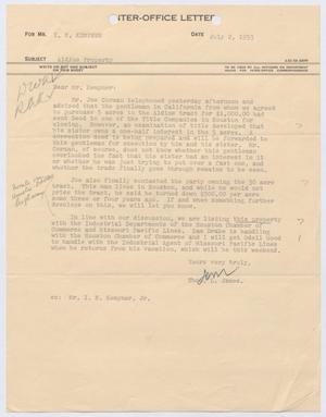 [Letter from Thomas L. James to I. H. Kempner, July 2, 1953]