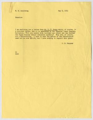 [Letter from Isaac Herbert Kempner to Robert Markle Armstrong, May 8, 1953]