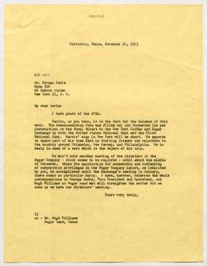 Primary view of object titled '[Letter from I. H. Kempner to Herman Lurie, November 30, 1953]'.