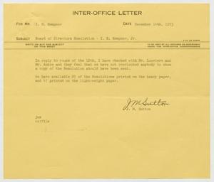 [Letter from J. M. Sutton to I. H. Kempner, December 14, 1953]
