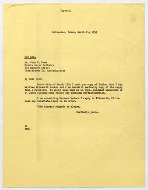 [Letter from I. H. Kempner to John W. Lowe, March 21, 1953]