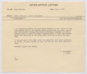 [Letter from I. H. Kempner to Hugh Williams, June 4, 1953]