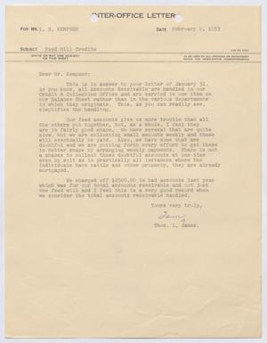 [Letter from Thomas L. James to I. H. Kempner, February 9, 1953]