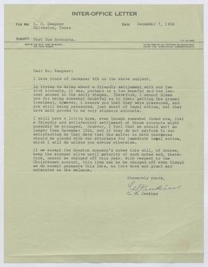 [Letter from C. H. Jenkins to I. H. Kempner, December 7, 1953]