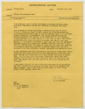 Primary view of object titled '[Letter from H. L. Williams to Herman Lurie, December 3, 1953]'.