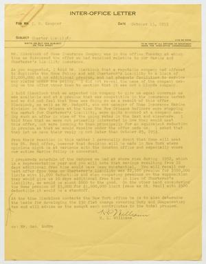 [Letter from H. L. Williams to I. H. Kempner, October 15, 1953]