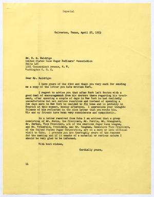 [Letter from I. H. Kempner to H. M. Baldrige, April 27, 1953]
