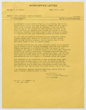[Letter from H. L. Williams to I. H. Kempner, June 2, 1953]