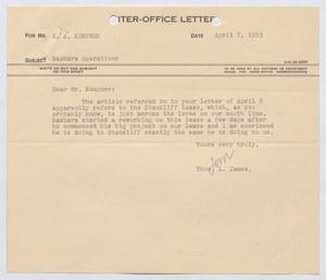 [Letter from Thomas L. James to I. H. Kempner, April 7, 1953]