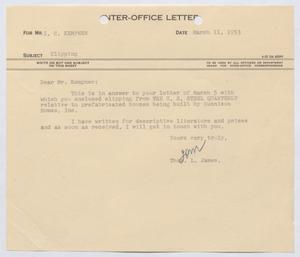 [Letter from Thomas L. James to I. H. Kempner, March 11, 1953]