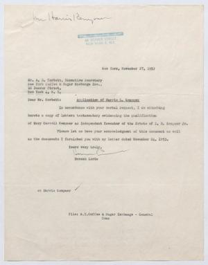 [Letter from Herman Lurie to A. D. Corbett, November 27, 1953]