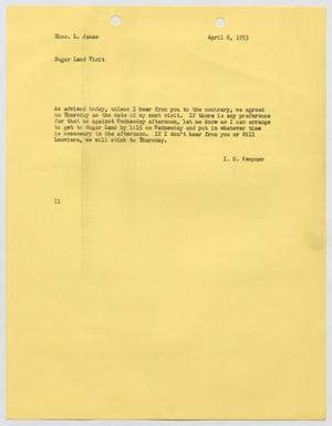 [Letter from I. H. Kempner to Thomas L. James, April 6, 1953]