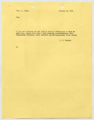 [Letter from I. H. Kempner to Thomas L. James, January 16, 1953]