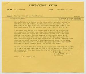 [Letter from H. L. Williams to I. H. Kempner, September 15, 1953]