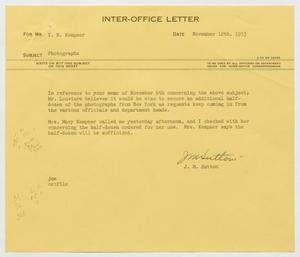 [Letter from J. M. Sutton to I. H. Kempner, November 12, 1953]