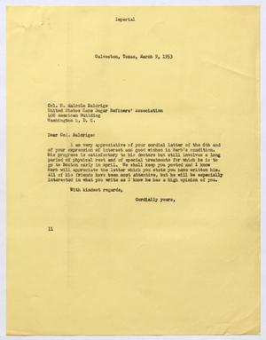 [Letter from I. H. Kempner to H. Malcolm Baldrige, March 9, 1953]