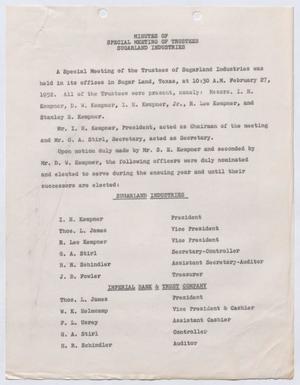 [Minutes of Special Meeting of Trustees, February 27, 1952]