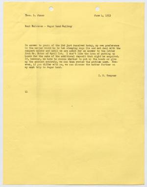 [Letter from I. H. Kempner to Thomas L. James, June 4, 1953]