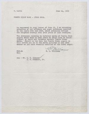 [Letter from H. L. Williams to Herman Lurie, June 24, 1953]