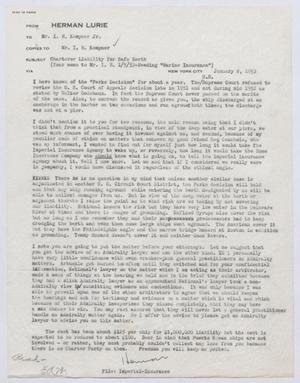 [Letter from Herman Lurie to I. H. Kempner, Jr., January 8, 1953]