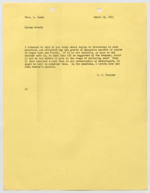 [Letter from I. H. Kempner to Thomas L. James, March 12, 1953]