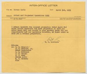 [Letter from William H. Louviere to Herman Lurie, April 3, 1953]