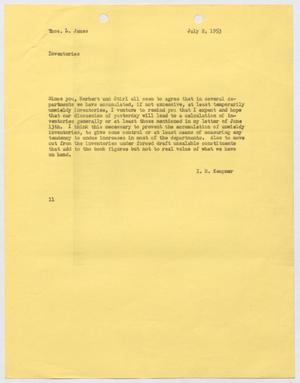 [Letter from I. H. Kempner to Thomas L. James, July 2, 1953]
