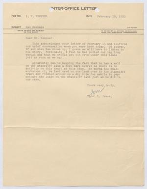[Letter from Thomas L. James to I. H. Kempner, February 16, 1953]