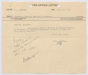 [Letter from Thomas L. James to I. H. Kempner, April 16, 1953]
