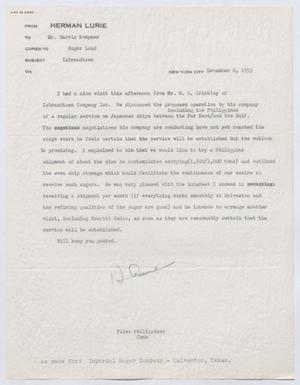 [Letter from Herman Lurie to Harris Kempner, December 8, 1953]