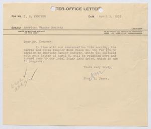 [Letter from Thomas L. James to I. H. Kempner, April 9, 1953]