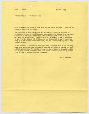 Primary view of object titled '[Letter from I. H. Kempner to Thomas L. James, May 21, 1953]'.
