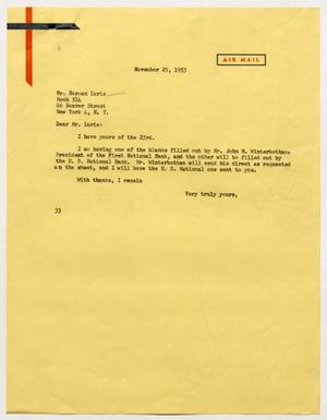 [Letter from Harris Leon Kempner to Herman Lurie, November 25, 1953]
