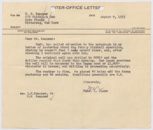 [Letter from Thomas L. James to I. H. Kempner, August 7, 1953]