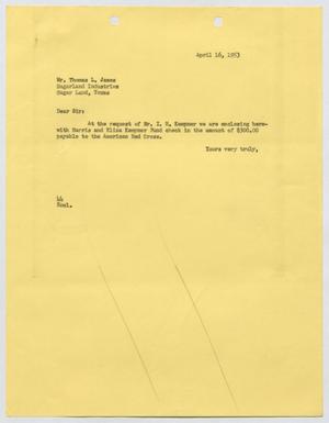 [Letter from A. H. Blackshear, Jr. to Thomas L. James, April 16, 1953]