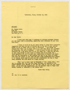 [Letter from I. H. Kempner to Herman Lurie, October 31, 1953]
