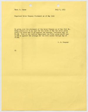 [Letter from I. H. Kempner to Thomas L. James, July 7, 1953]