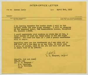 [Letter from I. H. Kempner, Jr. to Herman Lurie, April 2, 1953]