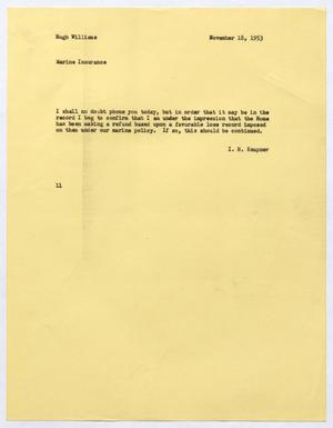 [Letter from I. H. Kempner to Hugh Williams, November 18, 1953]