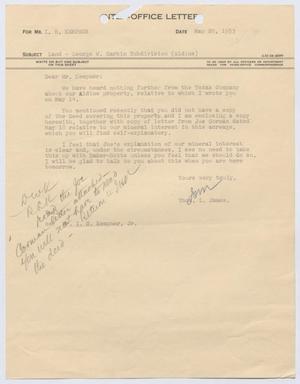 [Letter from Thomas L. James to I. H. Kempner, May 20, 1953]