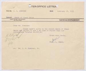 [Letter from Thomas L. James to I. H. Kempner, February 18, 1953]